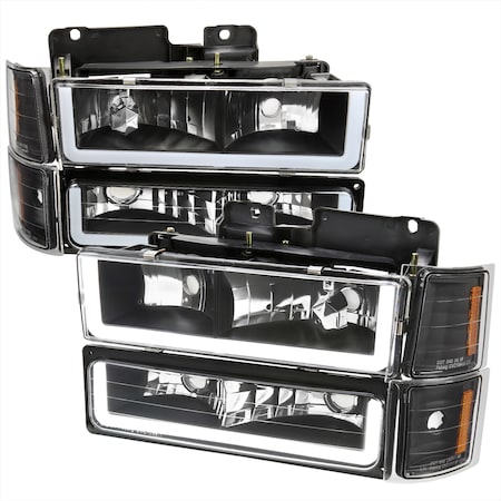 Spec-D Tuning 94-98 Chevrolet C10 Led Bar Headlight Bumper And Corner Light Combo 2LBCLH-C1094JM-G3-GO